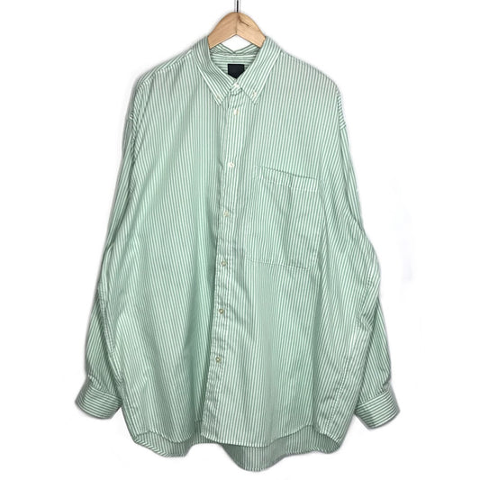 DAIWA PIER39 | ダイワピア TECH BUTTON DOWN SHIRTS L/S OXFORD ストライプ柄 長袖シャツ BE-86023 グリーン×ホワイト サイズ：XL【倉吉店】