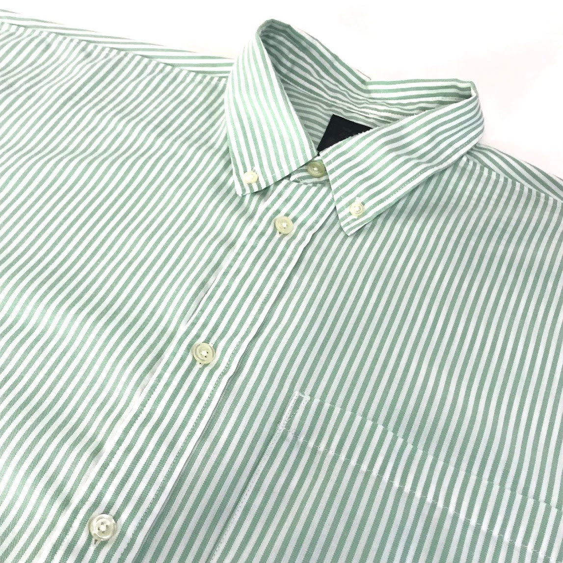 DAIWA PIER39 | ダイワピア TECH BUTTON DOWN SHIRTS L/S OXFORD ストライプ柄 長袖シャツ BE-86023 グリーン×ホワイト サイズ：XL【倉吉店】