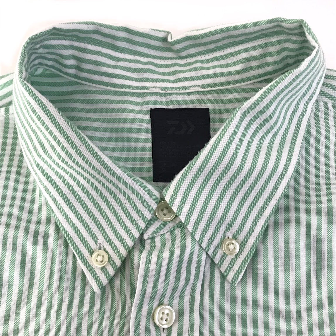 DAIWA PIER39 | ダイワピア TECH BUTTON DOWN SHIRTS L/S OXFORD ストライプ柄 長袖シャツ BE-86023 グリーン×ホワイト サイズ：XL【倉吉店】