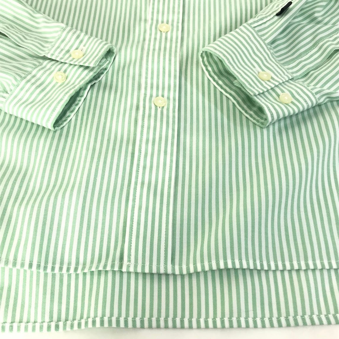 DAIWA PIER39 | ダイワピア TECH BUTTON DOWN SHIRTS L/S OXFORD ストライプ柄 長袖シャツ BE-86023 グリーン×ホワイト サイズ：XL【倉吉店】