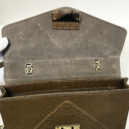 Furla | フルラ ALICE python-embossed パイソン型押し ショルダーバッグ 200627 ブラウン【倉吉店】