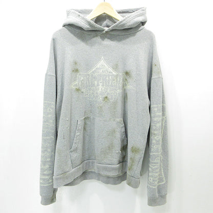 JUN NAKAYAMA | ジュンナカヤマ USED加工ロゴプリント長袖パーカー ダメージ加工 ペイント加工 パーカー JN-FW24-016 グレー サイズ：M【三重本店】
