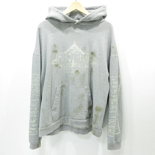 JUN NAKAYAMA | ジュンナカヤマ USED加工ロゴプリント長袖パーカー ダメージ加工 ペイント加工 パーカー JN-FW24-016 グレー サイズ：M【三重本店】