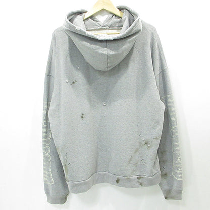 JUN NAKAYAMA | ジュンナカヤマ USED加工ロゴプリント長袖パーカー ダメージ加工 ペイント加工 パーカー JN-FW24-016 グレー サイズ：M【三重本店】