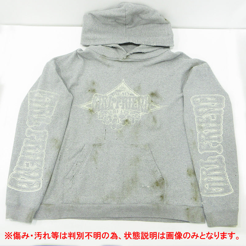 JUN NAKAYAMA | ジュンナカヤマ USED加工ロゴプリント長袖パーカー ダメージ加工 ペイント加工 パーカー JN-FW24-016 グレー サイズ：M【三重本店】