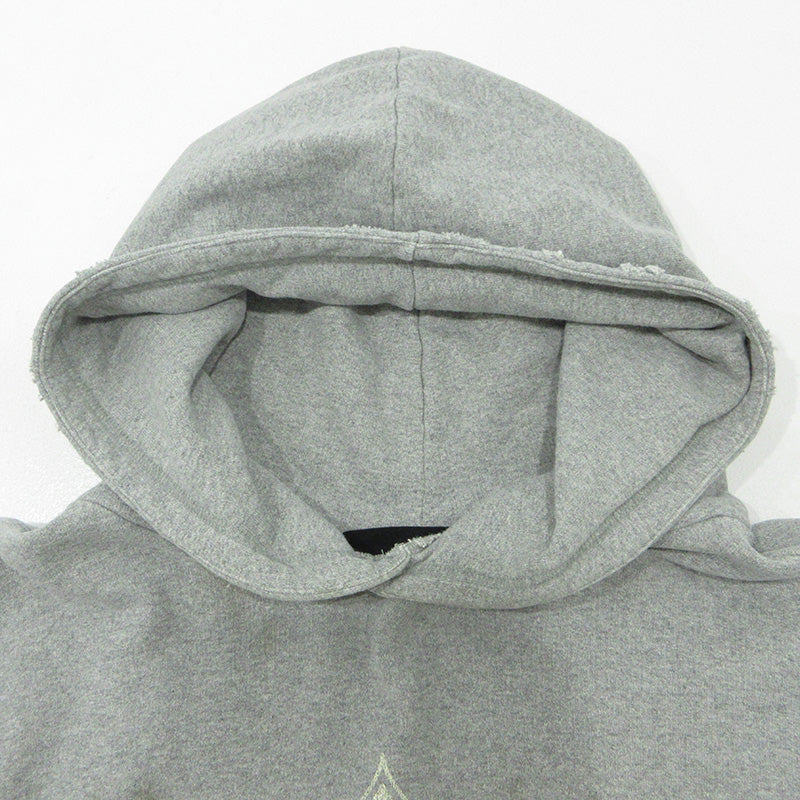 JUN NAKAYAMA | ジュンナカヤマ USED加工ロゴプリント長袖パーカー ダメージ加工 ペイント加工 パーカー JN-FW24-016 グレー サイズ：M【三重本店】