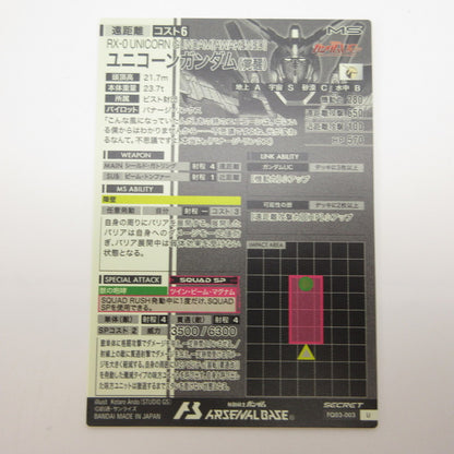 【姫路東店】ガンダムアーセナルベース SEC ユニコーンガンダム(覚醒)(パラレル) FQ03-003【代金引換不可・日時指定不可】【ポスト投函】【専売】
