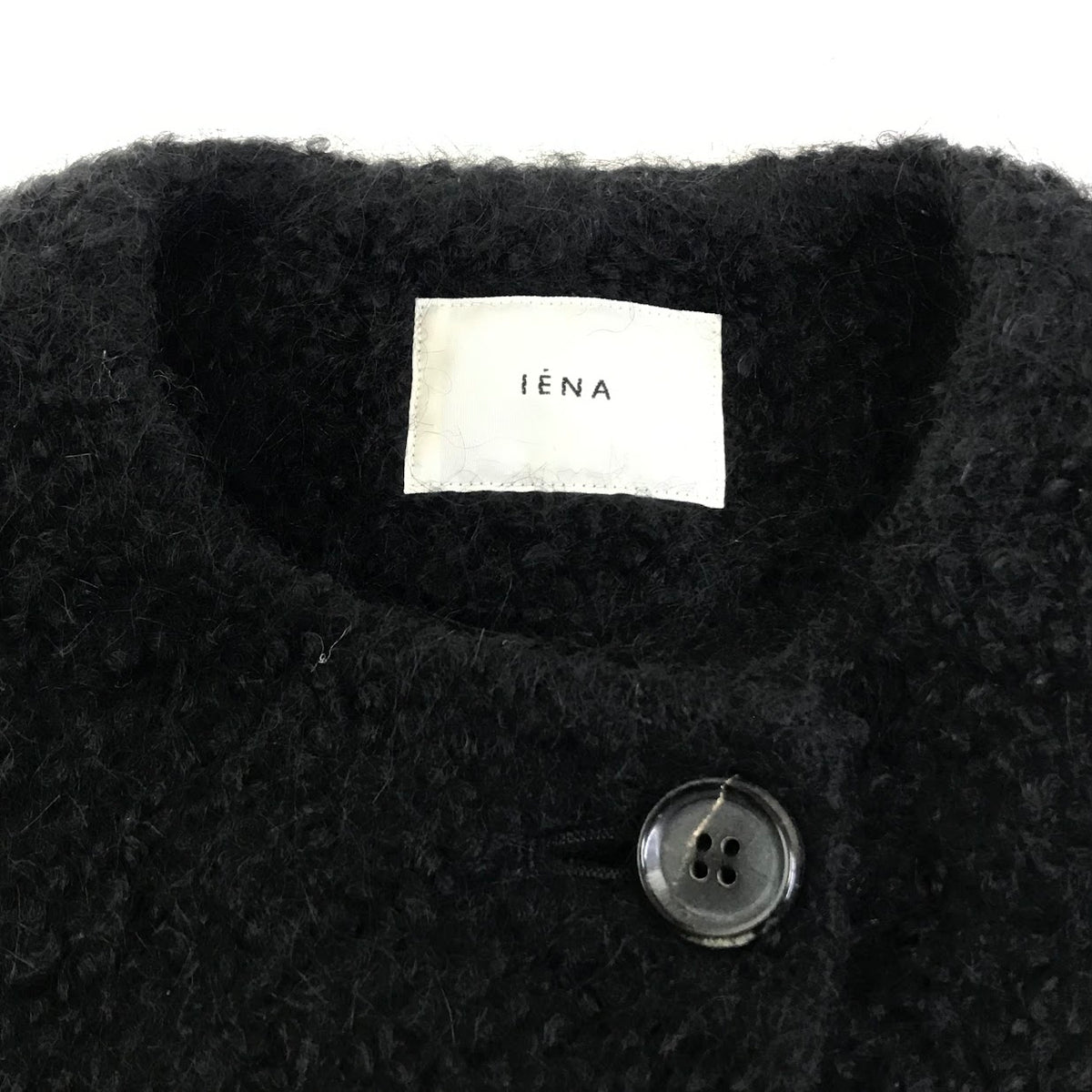 IENA | イエナ ループツイードコクーンコート ノーカラージャケット 23-020-900-0500-4-0 ブラック サイズ：38【倉吉店】