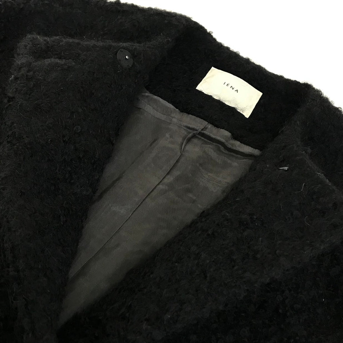 IENA | イエナ ループツイードコクーンコート ノーカラージャケット 23-020-900-0500-4-0 ブラック サイズ：38【倉吉店】
