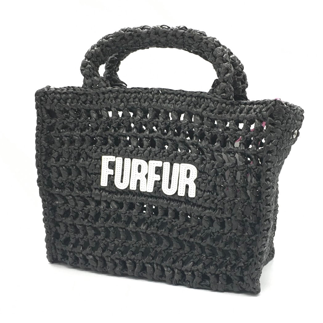 furfur | ファーファー ラフィアロゴトートバッグ トートバッグ RWGB252504 ブラック【倉吉店】