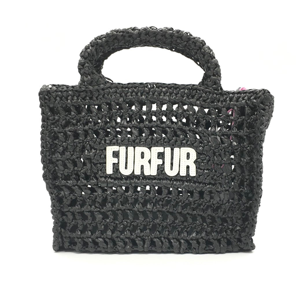 furfur | ファーファー ラフィアロゴトートバッグ トートバッグ RWGB252504 ブラック【倉吉店】