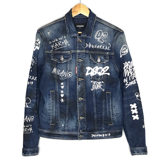 DSQUARED2 | ディースクエアード DARK GRAFFITI WASH DENIM JACKET デニムジャケット デニム S74AM1249 S30685 インディゴ サイズ：48【倉吉店】