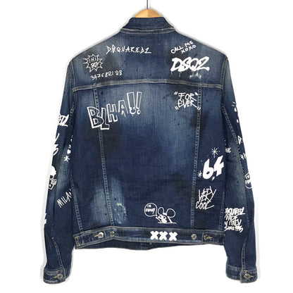 DSQUARED2 | ディースクエアード DARK GRAFFITI WASH DENIM JACKET デニムジャケット デニム S74AM1249 S30685 インディゴ サイズ：48【倉吉店】