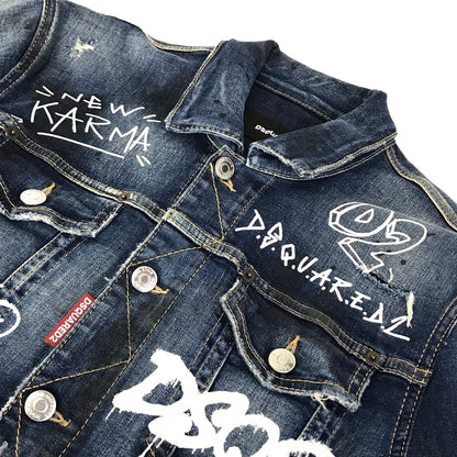 DSQUARED2 | ディースクエアード DARK GRAFFITI WASH DENIM JACKET デニムジャケット デニム S74AM1249 S30685 インディゴ サイズ：48【倉吉店】