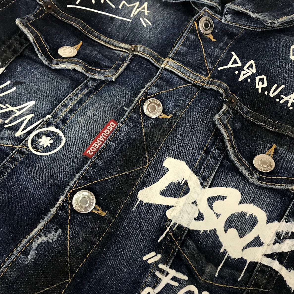 DSQUARED2 | ディースクエアード DARK GRAFFITI WASH DENIM JACKET デニムジャケット デニム S74AM1249 S30685 インディゴ サイズ：48【倉吉店】
