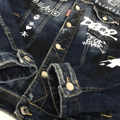 DSQUARED2 | ディースクエアード DARK GRAFFITI WASH DENIM JACKET デニムジャケット デニム S74AM1249 S30685 インディゴ サイズ：48【倉吉店】