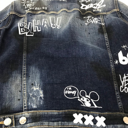 DSQUARED2 | ディースクエアード DARK GRAFFITI WASH DENIM JACKET デニムジャケット デニム S74AM1249 S30685 インディゴ サイズ：48【倉吉店】
