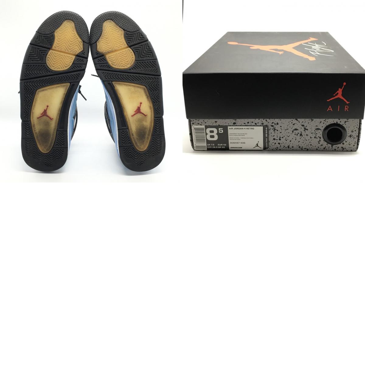 NIKE | ナイキ TRAVIS SCOTT(トラビス・スコット/カクタスジャック) AIR JORDAN 4 RETRO スニーカー 308497-406 ユニバーシティブルー/ブラック 26.5cm【倉吉店】