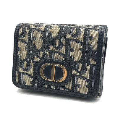 Dior | ディオール 30 Montaigne コンパクトウォレット オブリークジャガード 三つ折り財布 ネイビー【倉吉店】