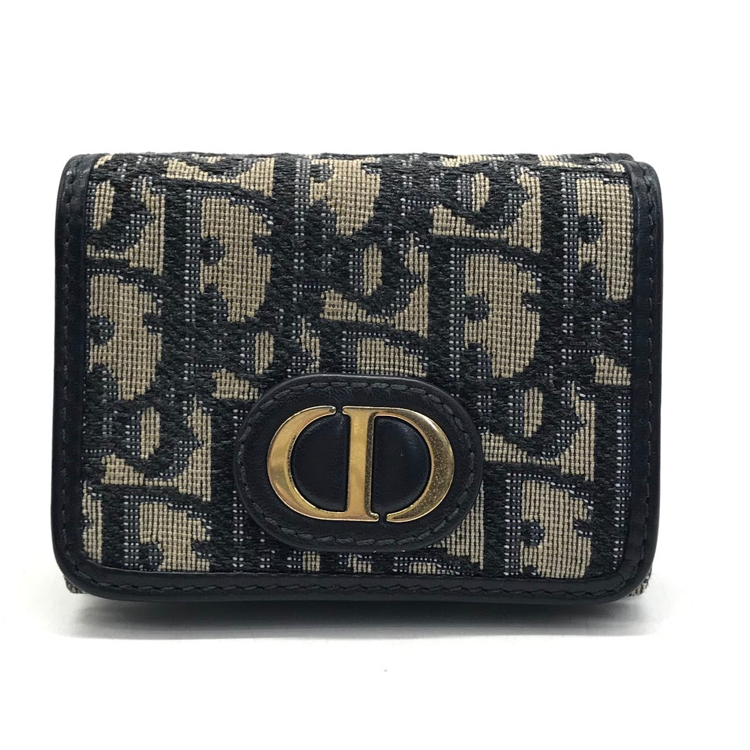 Dior | ディオール 30 Montaigne コンパクトウォレット オブリークジャガード 三つ折り財布 ネイビー【倉吉店】