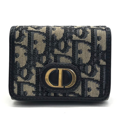 Dior | ディオール 30 Montaigne コンパクトウォレット オブリークジャガード 三つ折り財布 ネイビー【倉吉店】