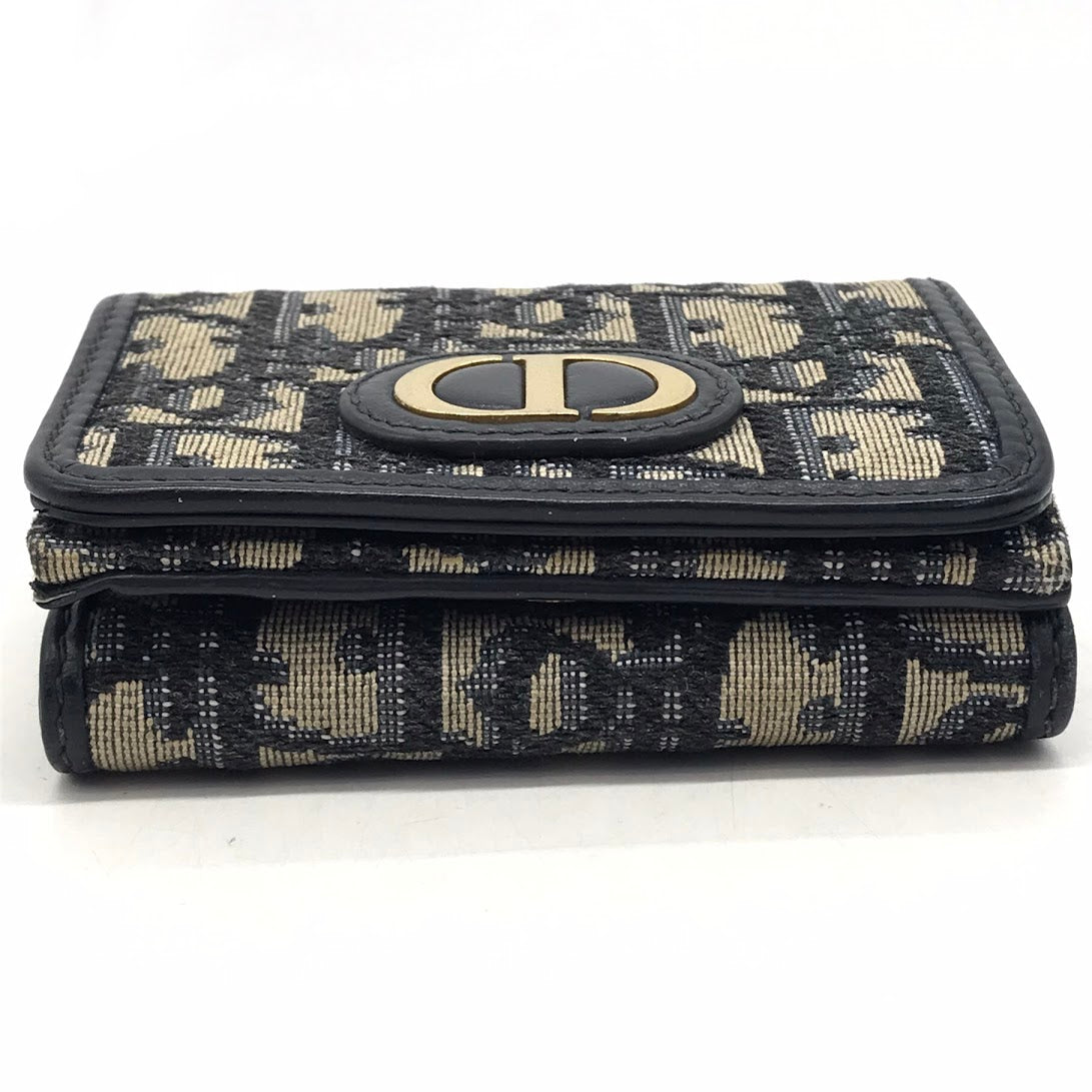 Dior | ディオール 30 Montaigne コンパクトウォレット オブリークジャガード 三つ折り財布 ネイビー【倉吉店】
