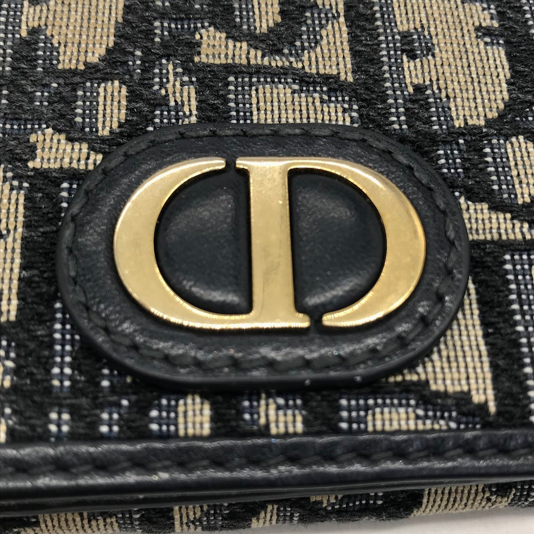 Dior | ディオール 30 Montaigne コンパクトウォレット オブリークジャガード 三つ折り財布 ネイビー【倉吉店】