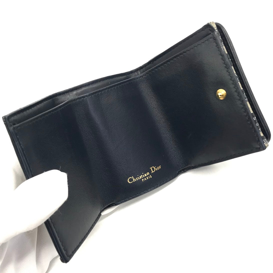 Dior | ディオール 30 Montaigne コンパクトウォレット オブリークジャガード 三つ折り財布 ネイビー【倉吉店】
