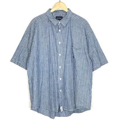 DESCENDANT | ディセンダント KENNEDYS CHAMBRAY ストライプ柄 半袖シャツ ブルー サイズ：3【倉吉店】