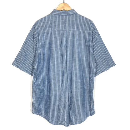 DESCENDANT | ディセンダント KENNEDYS CHAMBRAY ストライプ柄 半袖シャツ ブルー サイズ：3【倉吉店】