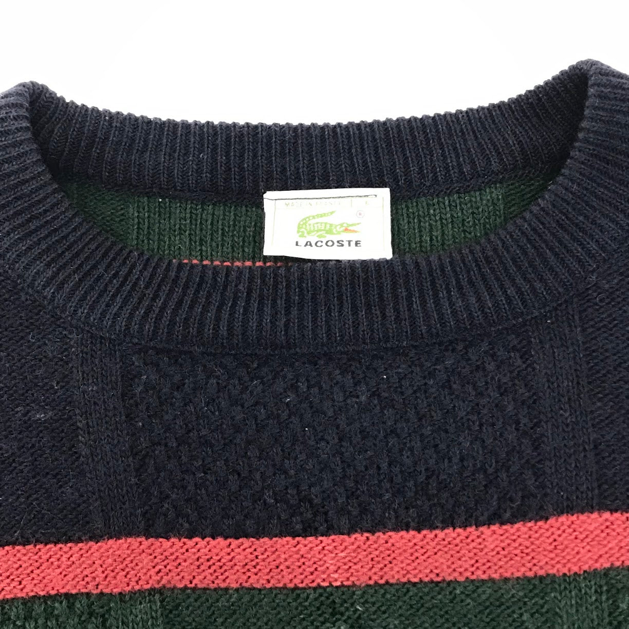 LACOSTE | ラコステ マルチボーダー ニット セーター グリーン/ネイビー/レッド サイズ：6【倉吉店】