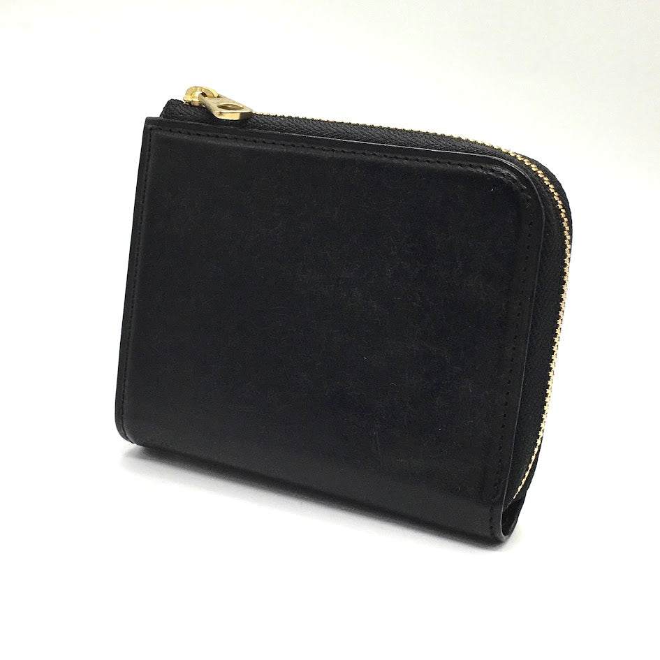 lemma｜レンマ CURVA クルバ ショートL字ウォレット｜L字ファスナー財布｜牛革 プエブロレザー｜ 二つ折り財布 ブラック【倉吉店】