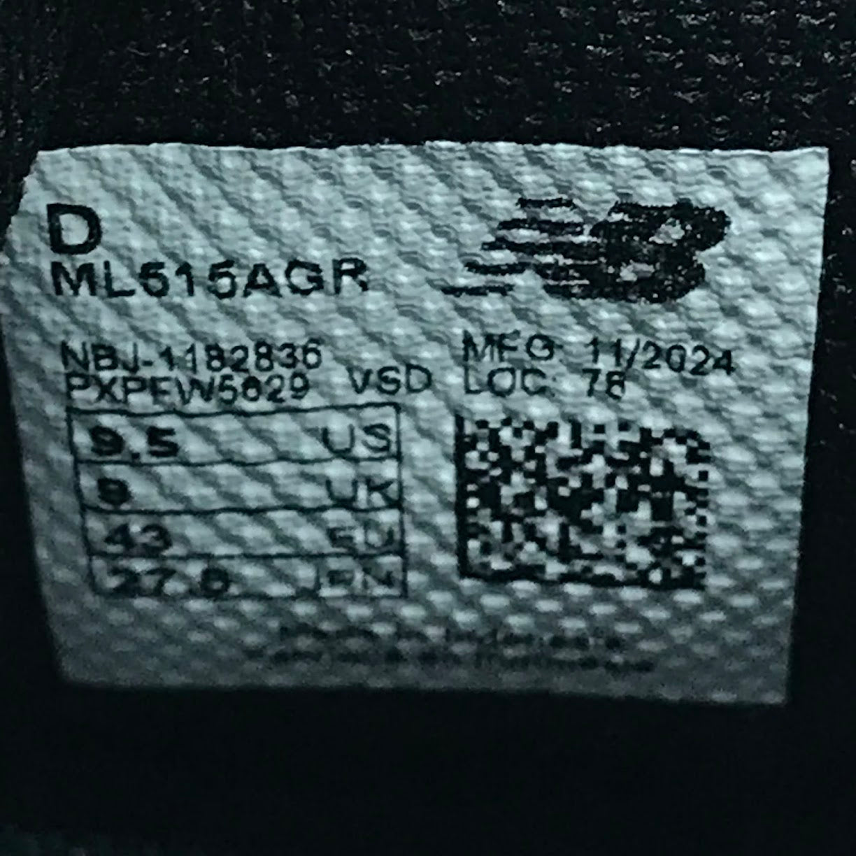 NEW BALANCE | ニューバランス 515 スニーカー ML515AGR ブラック 27.5cm【倉吉店】