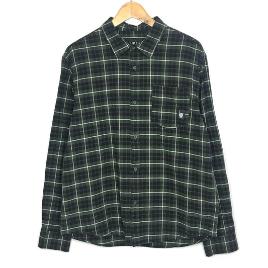 HUF | ハフ MODAL LS PLAID SHIRT チェック柄 長袖シャツ BU00221 グリーン系 サイズ：M【倉吉店】