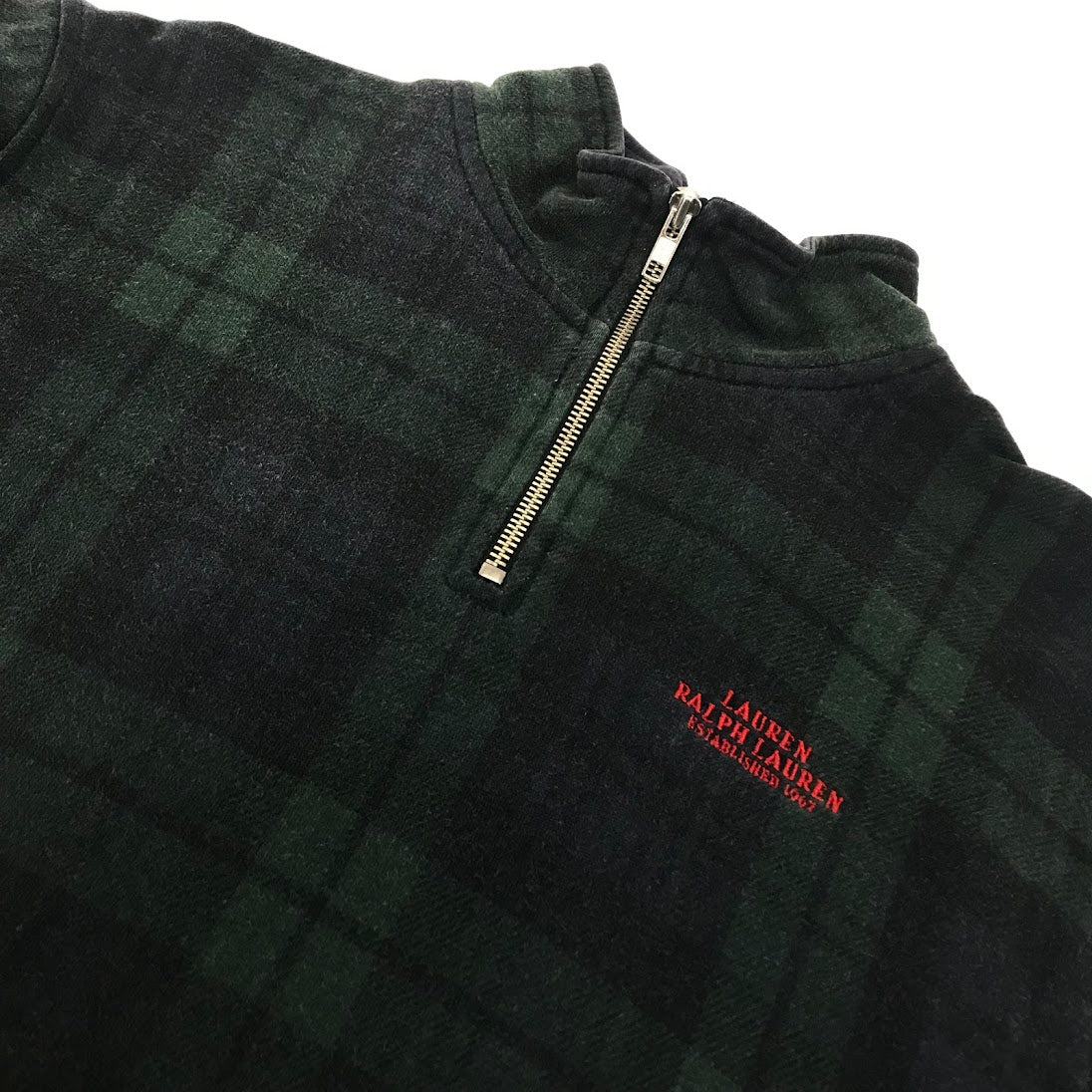 RALPH LAUREN | ラルフローレン 80s ハーフジップ 柄:チェック スウェット グリーン【倉吉店】