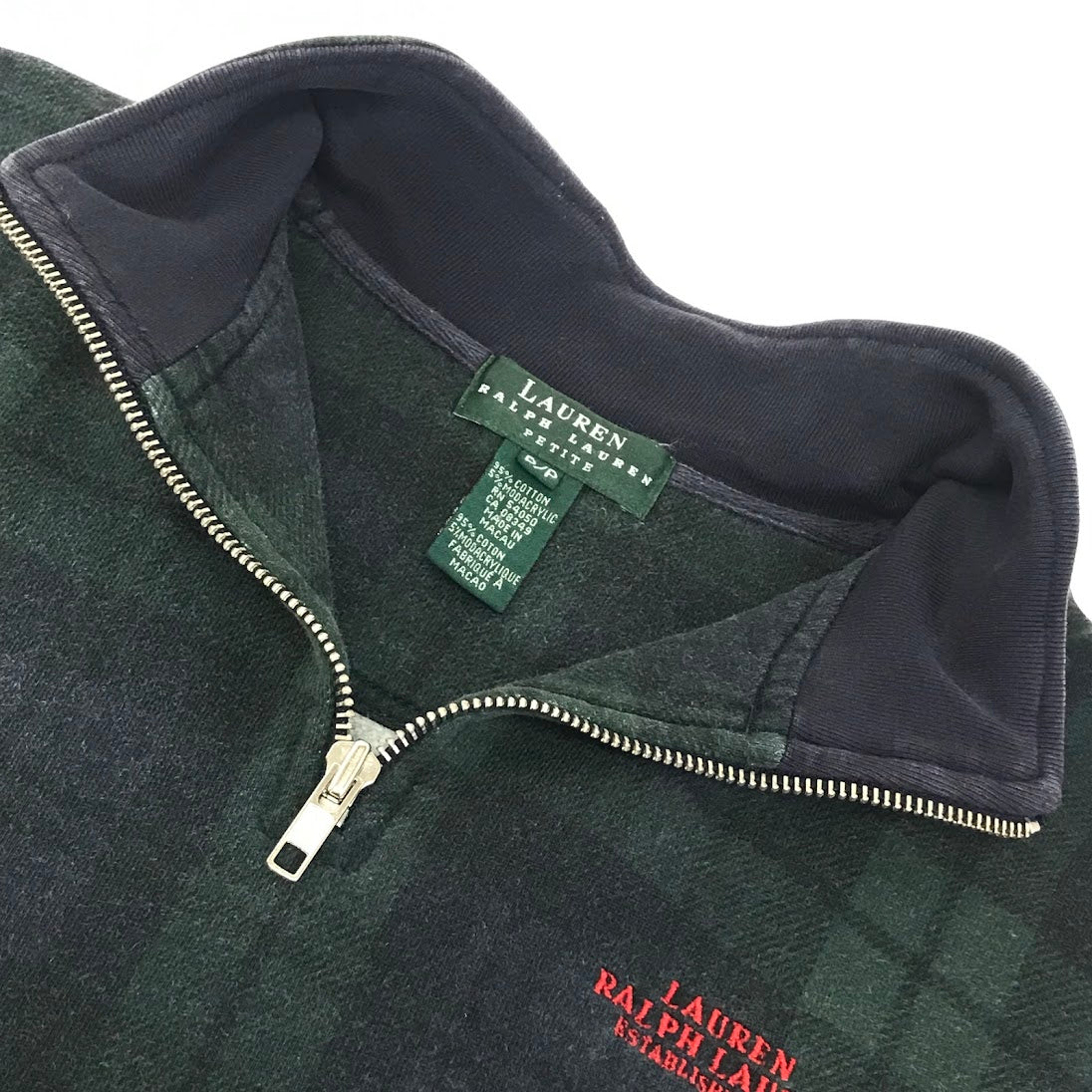 RALPH LAUREN | ラルフローレン 80s ハーフジップ 柄:チェック スウェット グリーン【倉吉店】