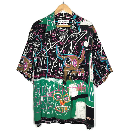 WACKOMARIA | ワコマリア ×JEAN-MICHEL BASQUIAT(ジャン＝ミシェル・バスキア ) S/S HAWAIIAN SHIRT (TYPE-5) シャツ半袖 総柄 半袖シャツ サイズ：L【倉吉店】