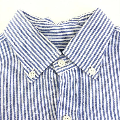GYMPHLEX | ジムフレックス リネン 長袖ボタンダウンシャツ ストライプ ｻｲｽﾞ:12 長袖Ｔシャツ J-0872 ブルー【倉吉店】
