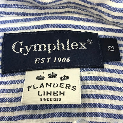 GYMPHLEX | ジムフレックス リネン 長袖ボタンダウンシャツ ストライプ ｻｲｽﾞ:12 長袖Ｔシャツ J-0872 ブルー【倉吉店】