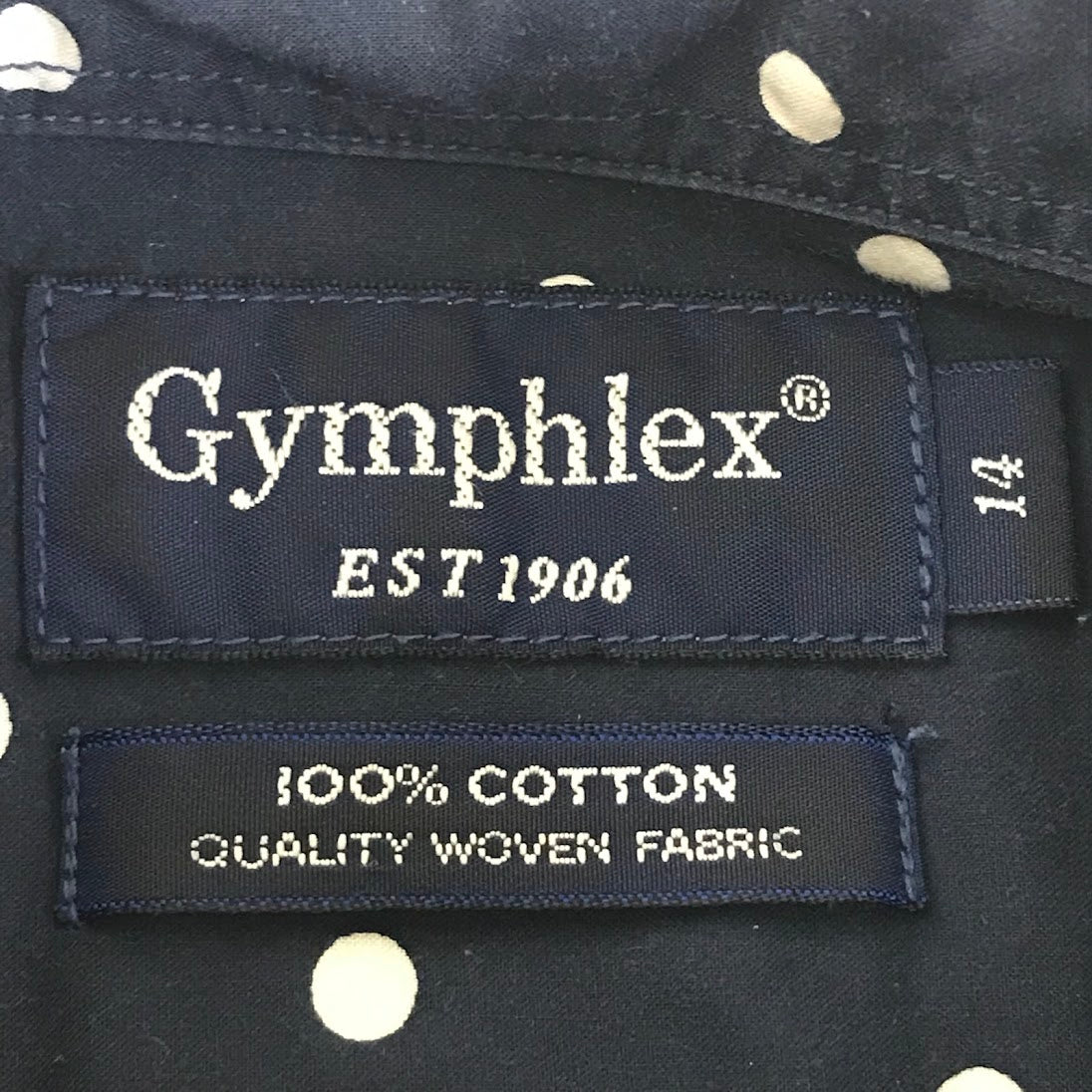 GYMPHLEX | ジムフレックス ドット柄 ｻｲｽﾞ:14 長袖シャツ j-0872 ネイビー【倉吉店】