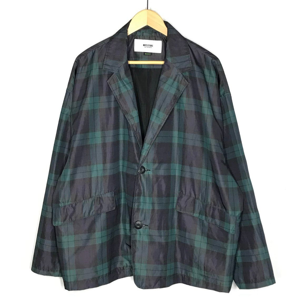 MFC STORE | エムエフシーストアー WASHER NYLON WIDE TAILORED JACKET チェック柄 テーラードジャケット グリーン サイズ：M【倉吉店】