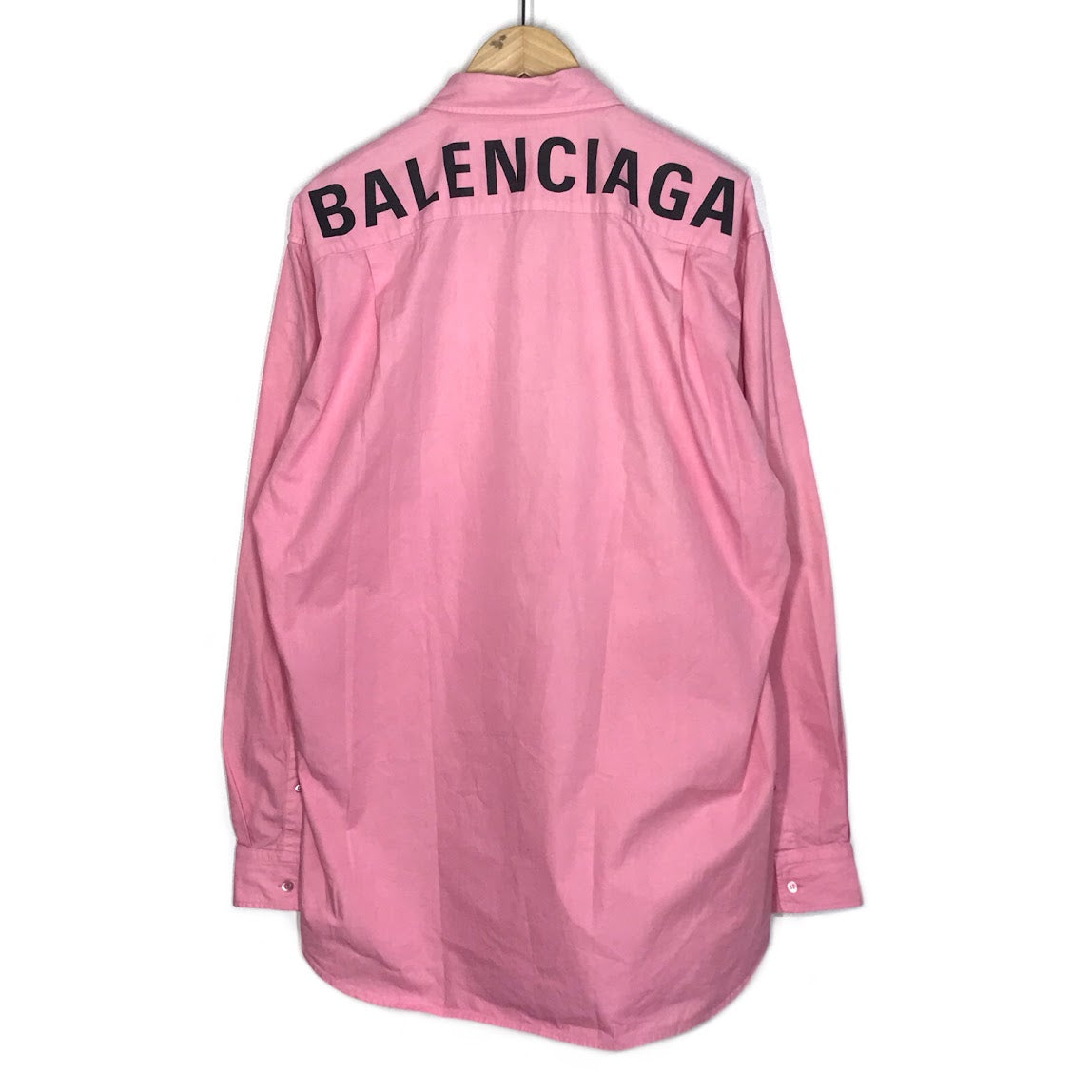 BALENCIAGA | バレンシアガ バックロゴプリントシャツ 長袖シャツ 556878 TEM09 ピンク サイズ：38【倉吉店】