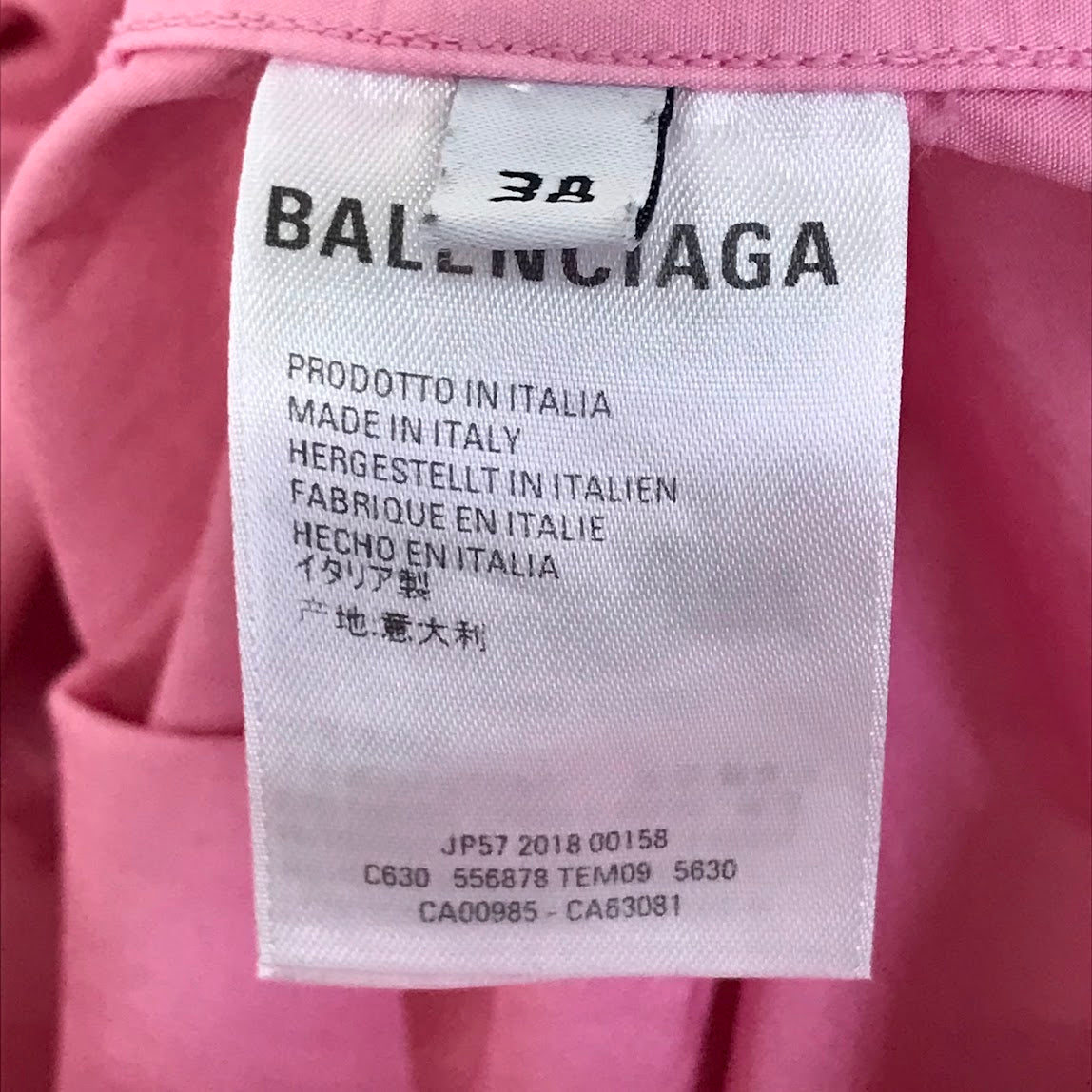BALENCIAGA | バレンシアガ バックロゴプリントシャツ 長袖シャツ 556878 TEM09 ピンク サイズ：38【倉吉店】