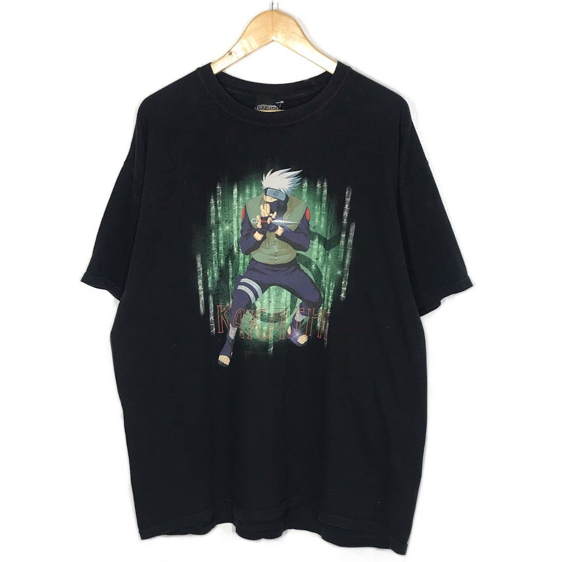 SHONEN JUMP'S NARUTO 'KAKASHI' はたけカカシ/少年ジャンプ/ナルト 00s 半袖Ｔシャツ ブラック サイズ：XL【倉吉店】