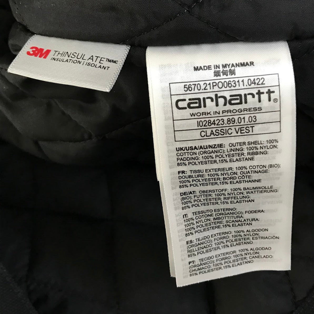 Carhartt WIP | カーハートダブリューアイピー CLASSIC VEST クラシックベスト ベスト I028423 ブラック サイズ：M【倉吉店】