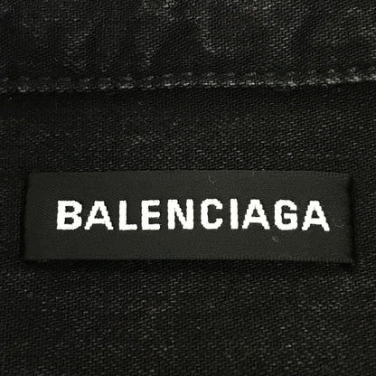 BALENCIAGA | バレンシアガ Rear Printed Denim Shirt バックロゴ デニムシャツ 長袖シャツ 571365 TBP19 ブラック サイズ：37【倉吉店】