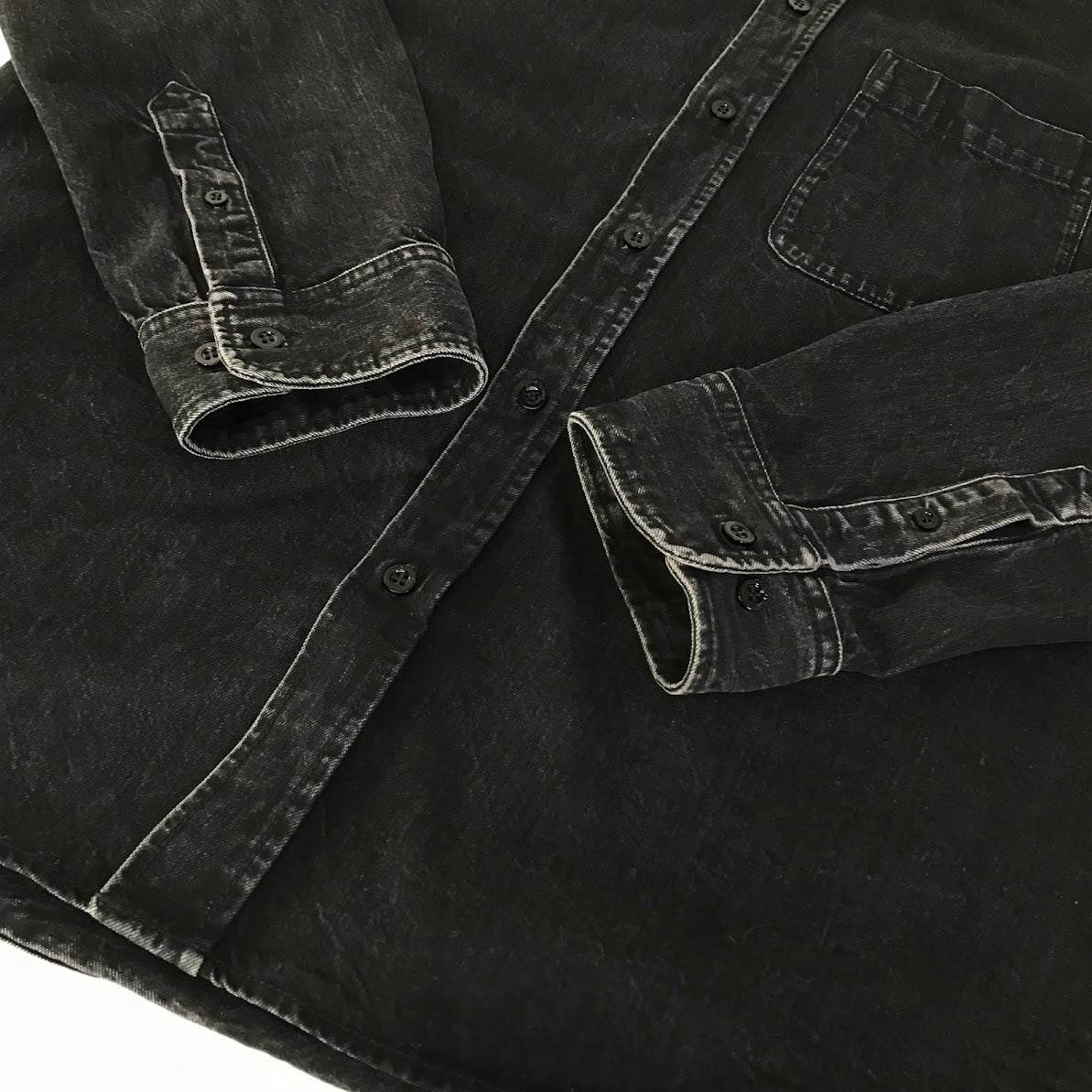 BALENCIAGA | バレンシアガ Rear Printed Denim Shirt バックロゴ デニムシャツ 長袖シャツ 571365 TBP19 ブラック サイズ：37【倉吉店】