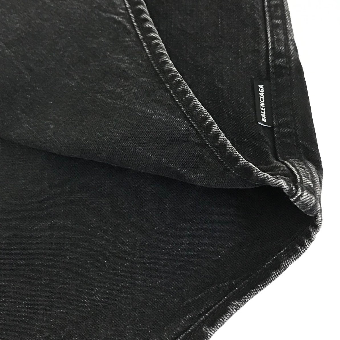 BALENCIAGA | バレンシアガ Rear Printed Denim Shirt バックロゴ デニムシャツ 長袖シャツ 571365 TBP19 ブラック サイズ：37【倉吉店】