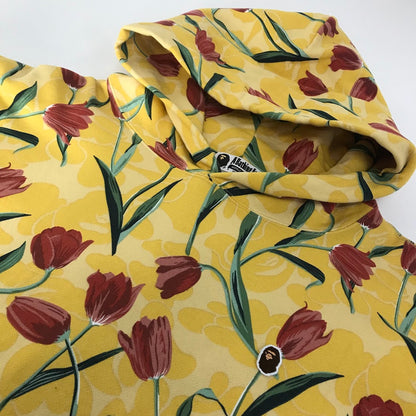 A BATHING APE | アベイシングエイプ TULIP CAMO プルオーバーパーカー チューリップ柄 パーカー 001PPK802004L イエロー サイズ：M【倉吉店】
