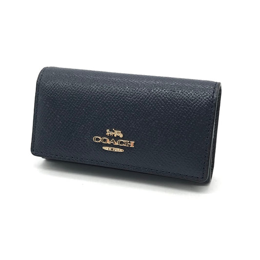 COACH | コーチ 6リングキー ケース クロスグレイン キーケース 58359 ネイビー【倉吉店】